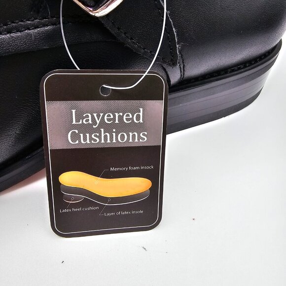 NWOB Men's La Milano Black Leather Plain Toe Double Monk Strap Shoes‎ Size 11 - Picture 10 of 11